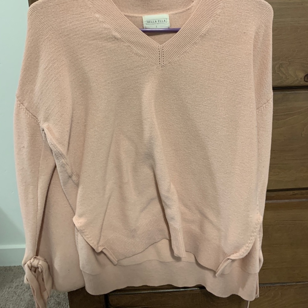 Blush colored bow sweater